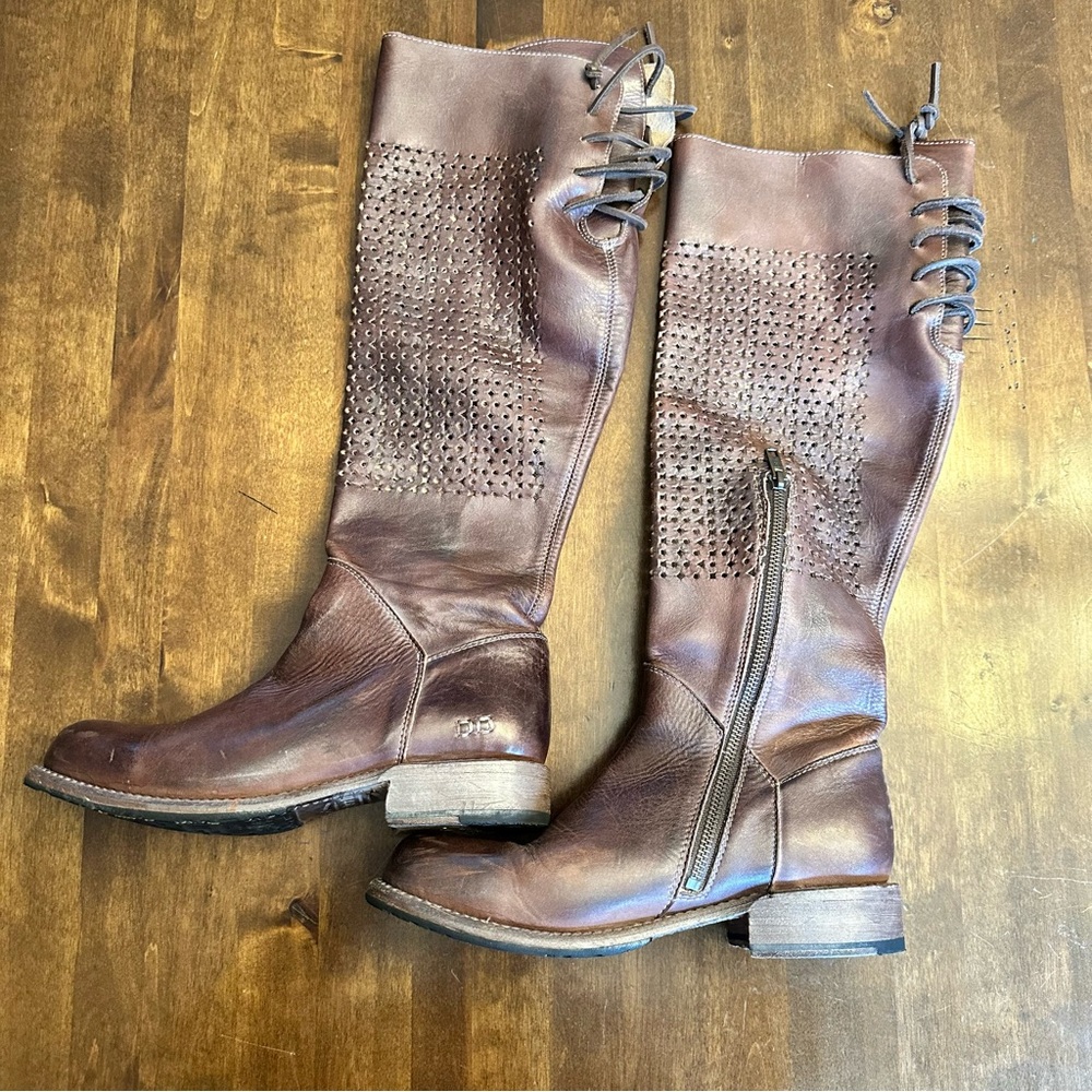 Bed Stu Tall Riding Boots Womens Brown Cambridge Distressed Leather Rustic 8.5